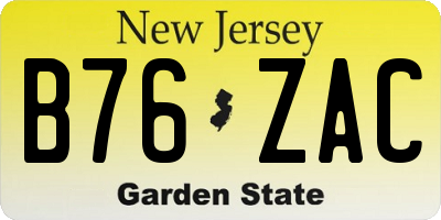 NJ license plate B76ZAC