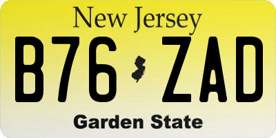 NJ license plate B76ZAD