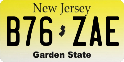 NJ license plate B76ZAE