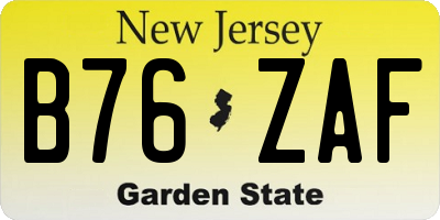 NJ license plate B76ZAF