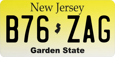 NJ license plate B76ZAG