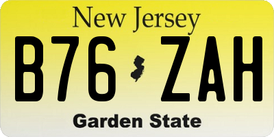 NJ license plate B76ZAH