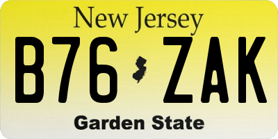 NJ license plate B76ZAK