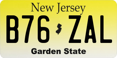 NJ license plate B76ZAL