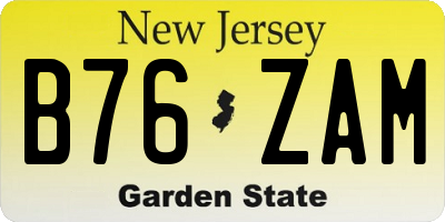 NJ license plate B76ZAM