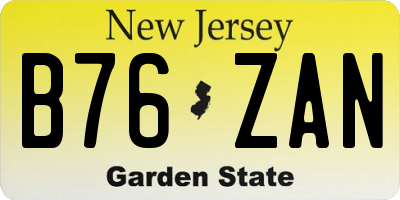 NJ license plate B76ZAN