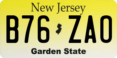 NJ license plate B76ZAO