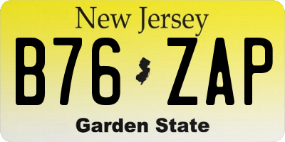 NJ license plate B76ZAP