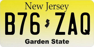 NJ license plate B76ZAQ