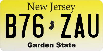 NJ license plate B76ZAU