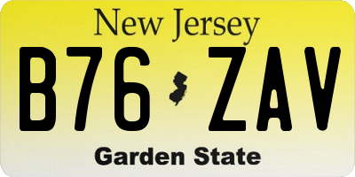 NJ license plate B76ZAV