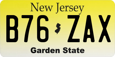 NJ license plate B76ZAX