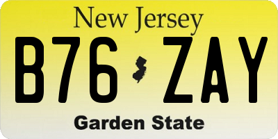 NJ license plate B76ZAY
