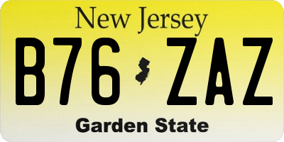 NJ license plate B76ZAZ