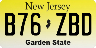 NJ license plate B76ZBD