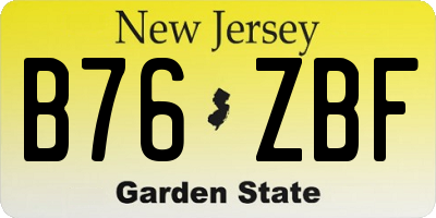 NJ license plate B76ZBF