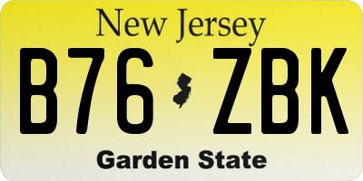 NJ license plate B76ZBK