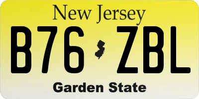 NJ license plate B76ZBL