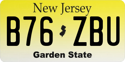 NJ license plate B76ZBU