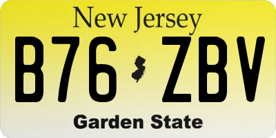 NJ license plate B76ZBV