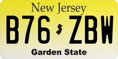 NJ license plate B76ZBW