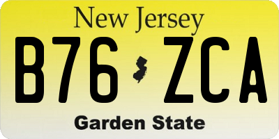 NJ license plate B76ZCA