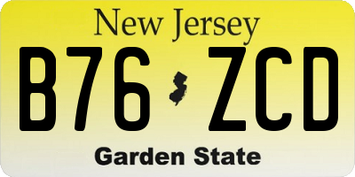 NJ license plate B76ZCD