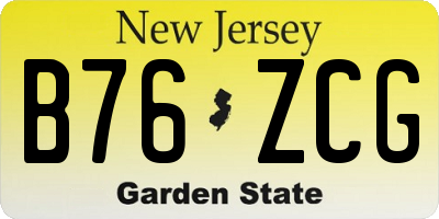 NJ license plate B76ZCG