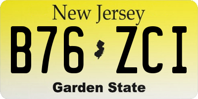 NJ license plate B76ZCI