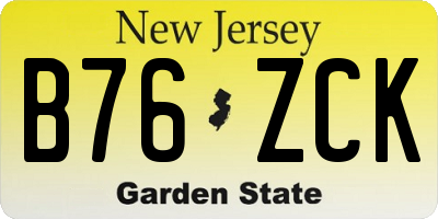 NJ license plate B76ZCK
