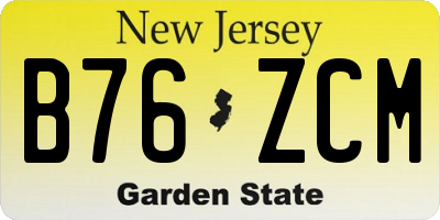 NJ license plate B76ZCM