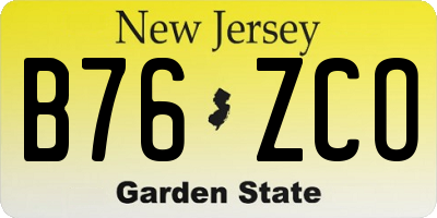 NJ license plate B76ZCO