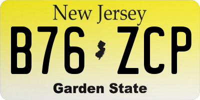NJ license plate B76ZCP