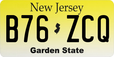 NJ license plate B76ZCQ