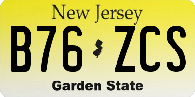 NJ license plate B76ZCS