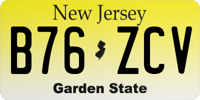 NJ license plate B76ZCV