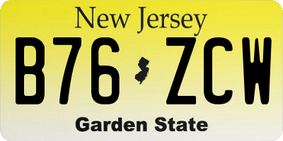 NJ license plate B76ZCW