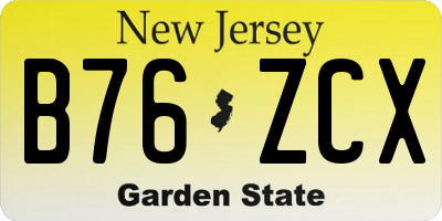 NJ license plate B76ZCX