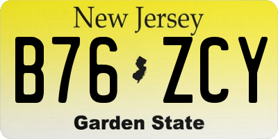NJ license plate B76ZCY