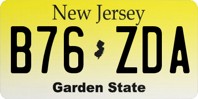 NJ license plate B76ZDA