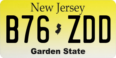 NJ license plate B76ZDD