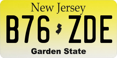 NJ license plate B76ZDE