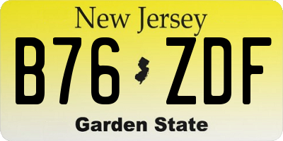NJ license plate B76ZDF