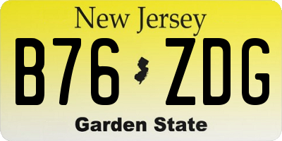 NJ license plate B76ZDG