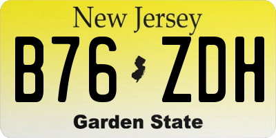 NJ license plate B76ZDH