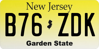 NJ license plate B76ZDK