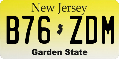 NJ license plate B76ZDM