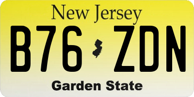 NJ license plate B76ZDN