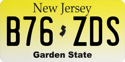 NJ license plate B76ZDS