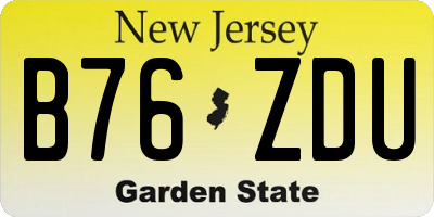 NJ license plate B76ZDU